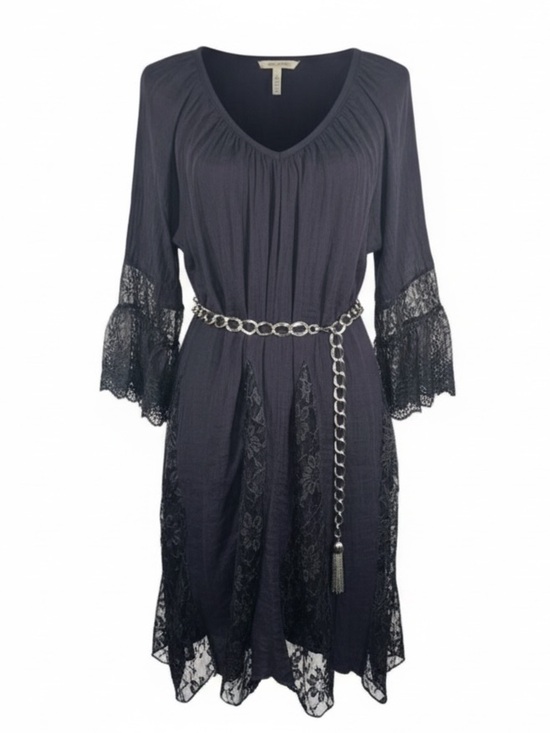 Angel Heart Dresses & Skirts - Angel Heart Boho Dark Grey Dress Lace Insert Peasant Lace Tunic Gypsy size 2X